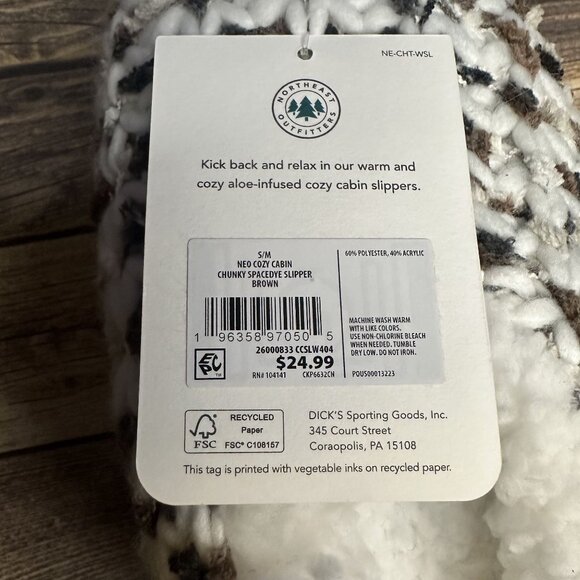 NWT Northeast Outfitters Women's Cozy Cabin Slippers Size S/M (Spacedye Brown) - Picture 7 of 9